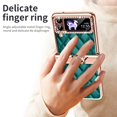 thumbnail image 3 of MonsDirect for 6.7 inch Samsung Galaxy Z Flip 4 5G 2022 Case, Hinge Protection Plating Frame Hard PC Shell Diamond PU Leather Cover Shockproof with Finger Ring Stand Holder for Galaxy Z Flip 4, Green, 3 of 7