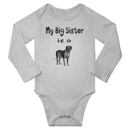

My Big Sister is a Cane Corso Dog Cute Baby Long Sleeve Clothing Bodysuits Boy Girl (Gray 12-18M)