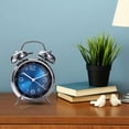 thumbnail image 4 of Reloj despertador ruidoso para adultos que duermen mucho, cuarzo retro silencioso que no hace tictac con retroiluminación, relojes despertadores analógicos de doble campana para niños (azul), 4 of 5