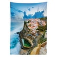 thumbnail image 3 of Ambesonne Mediterranean Tablecloth Rectangular Table Cover, Portuguese Town, 52"x70", Multicolor, 3 of 4