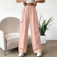 thumbnail image 2 of Woman Cargo Pants Waterproof Hiking Lightweight Straight Leg Trousers Baggy Linen Travel Streetwear Clothes, 2 of 6