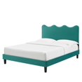 thumbnail image 1 of Platform Bed Frame, King Size, Teal Blue, Velvet, Modern Contemporary, Bedroom Master Guest Suite Room, 1 of 10