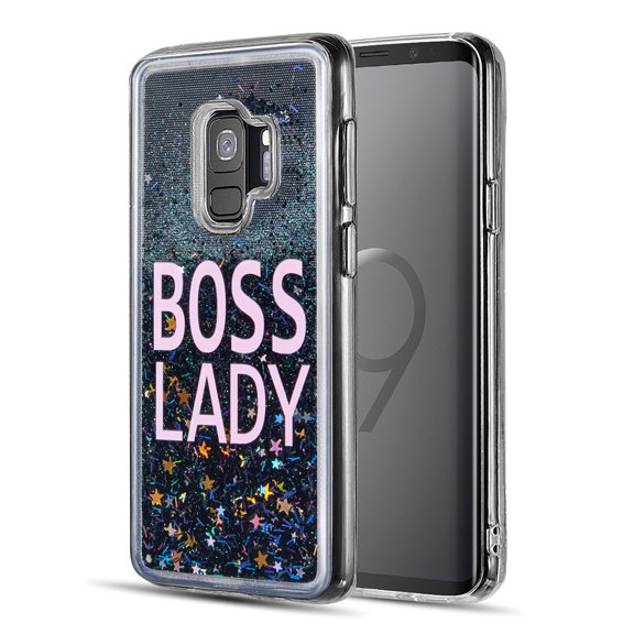 Boss Lady Sparkling Waterfall Protective Case for Samsung Galaxy S9 (Exact Perfect Fit)