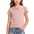 thumbnail image 1 of Odeerbi Camisas de Golf de Chicas Algodón Peter Pan Collar Puff Camisas de Tenis de Manga Corta, 1 of 7