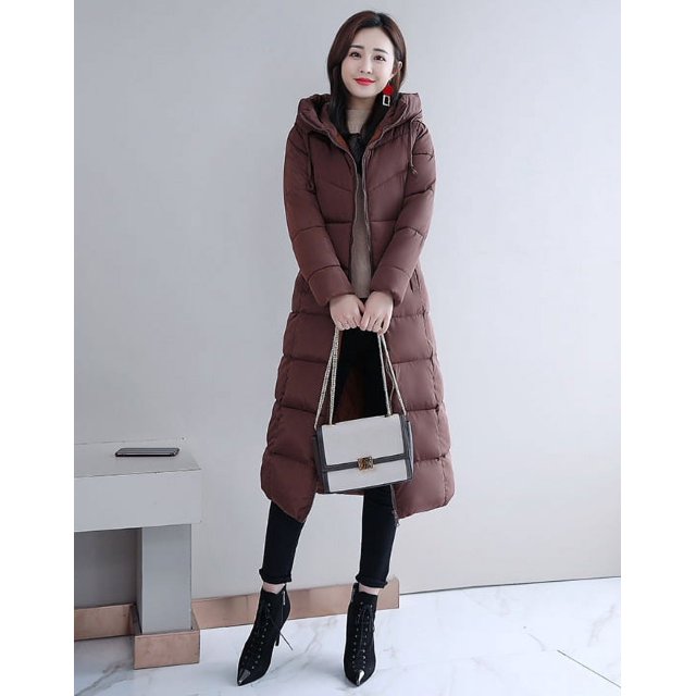 Chaqueta de algodón de estilo coreano de invierno para mujer, chaqueta de algodón de plumón de longitud media a larga, chaqueta de algodón gruesa y ajustada