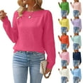 thumbnail image 7 of Fashion Crochet Pullover Women's Top Hollowout Pattern Long Sleeve Crewneck Knitwear Plain Sweater Work Leisure Wear, 7 of 7