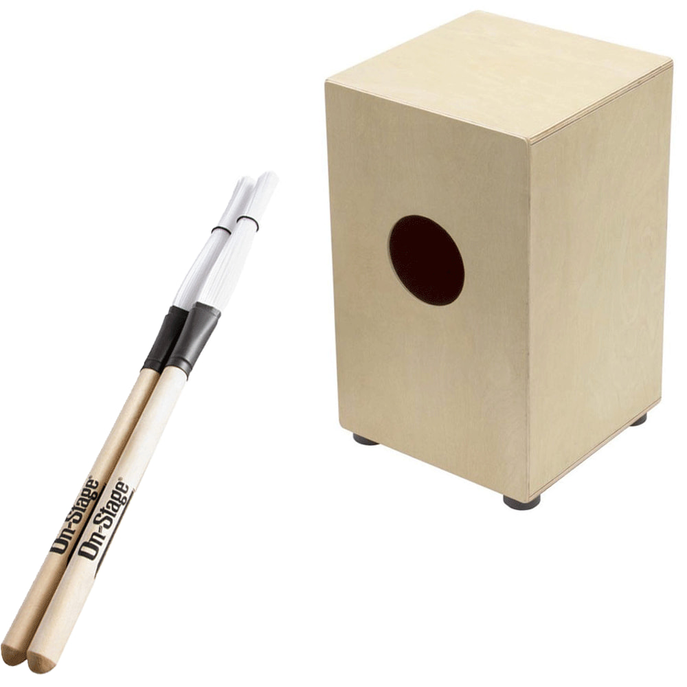OnStage WFC3200 Fixed Snare Cajon + Cajon Brushes Top Value Kit