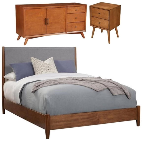 Home Square 3 Piece Set with Sideboard Queen Panel Bed & 2-Drawer Nightstand