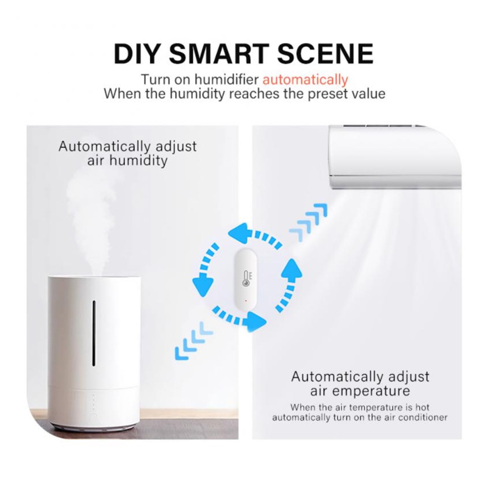 Tuya Smart Wifi Temperature And Humidity Sensor Indoor Hygrometer Controller Monitoring Works ,Easy to Install