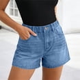 thumbnail image 6 of ClodeEU Women's Elaist Waist Denim Shorts,Casual Stretch Jean Shorts with Pockets Light Blue,Women's Plus S, 6 of 9