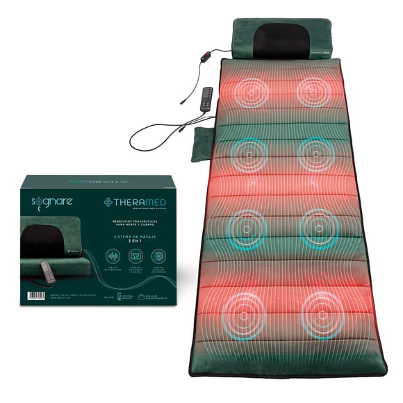 Colchoneta de Masaje Sognare Theramed PRO 3 Terapias Calor Infrarrojo Vibración y Masaje Shiatsu