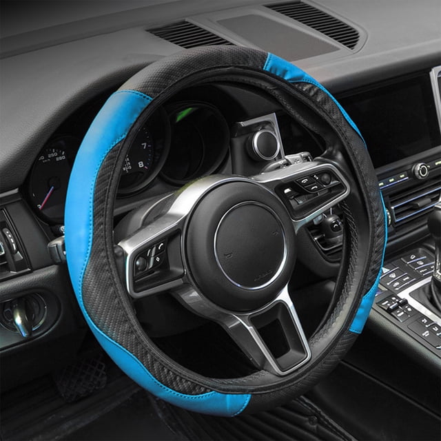 Dvkptbk Car Steering Wheel Cover Car Accessories Car Steering Wheel Cover Elastic No Inner Ring Carbon Fiber Leather All Season Universal Slip Car Interior Handlebar Cover