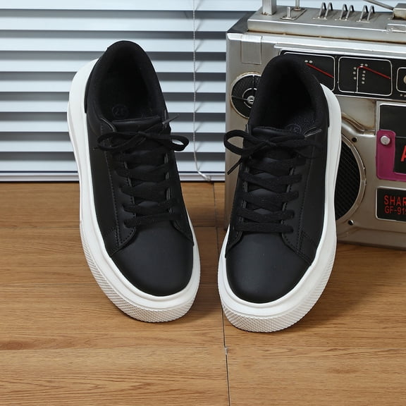 Men's Lace-Up Platform Low Top Casual Skate Shoes