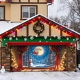 thumbnail image 4 of Banderín festivo para puerta de garaje con muñeco de nieve «Feliz», poliéster duradero y resistente a la intemperie, fácil de instalar, llamativo, ideal para fiestas navideñas y reuniones familiares, 4 of 5