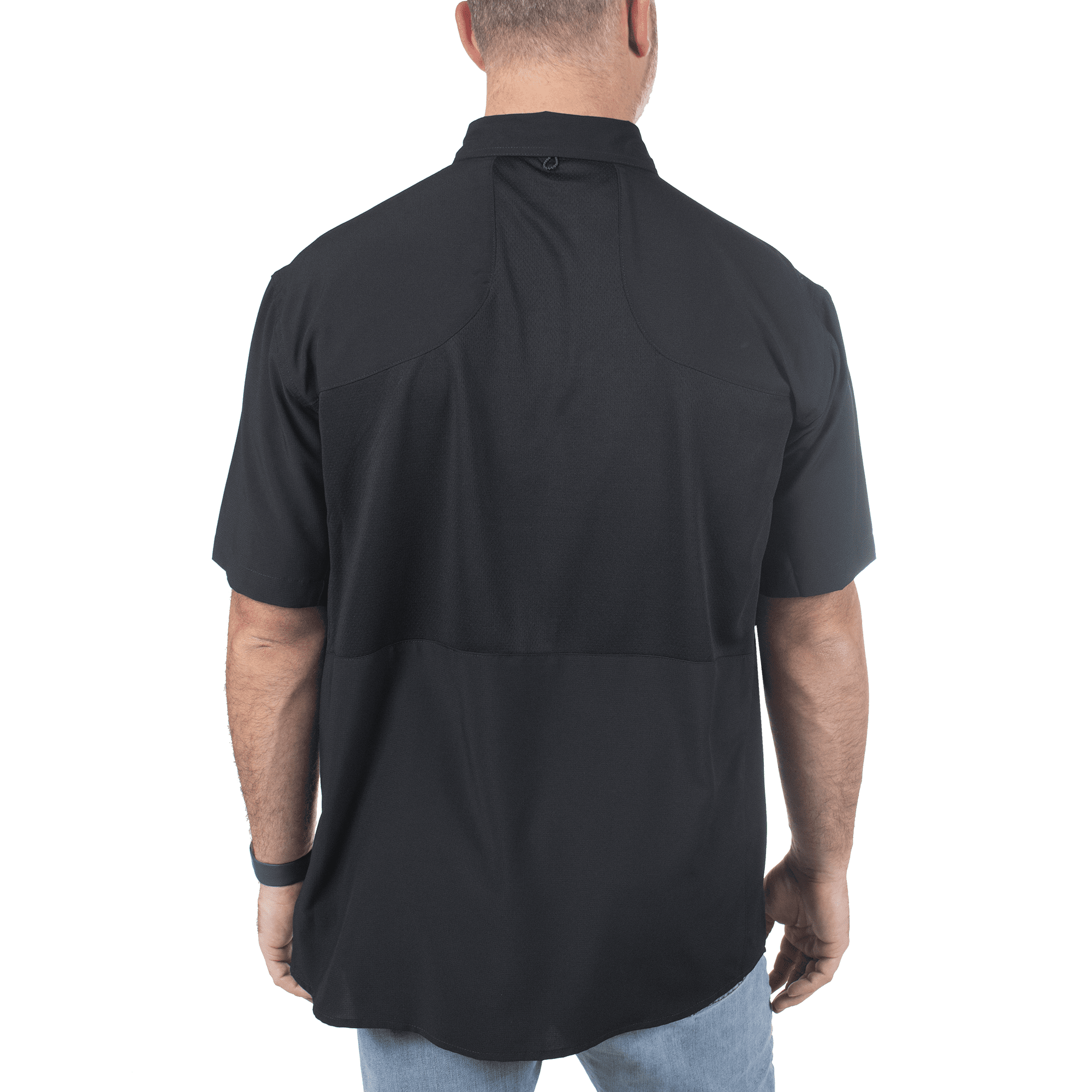Realtree Black Mens Short Sleeve Fishing Guide Shirt- L