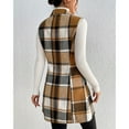 thumbnail image 2 of Arlun Womens Flannel Plaid Vest Coats Trendy Long Sleeveless Lapel Button down Jackets Casual Fall Winter Checkered Shacket No Hooded Coat Soft Comfort Outwear Khaki XL, 2 of 5