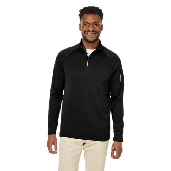 CORE365 CE801 Unisex Fusion ChromaSoft™ Fleece Quarter-Zip Pullover-Black-2XL