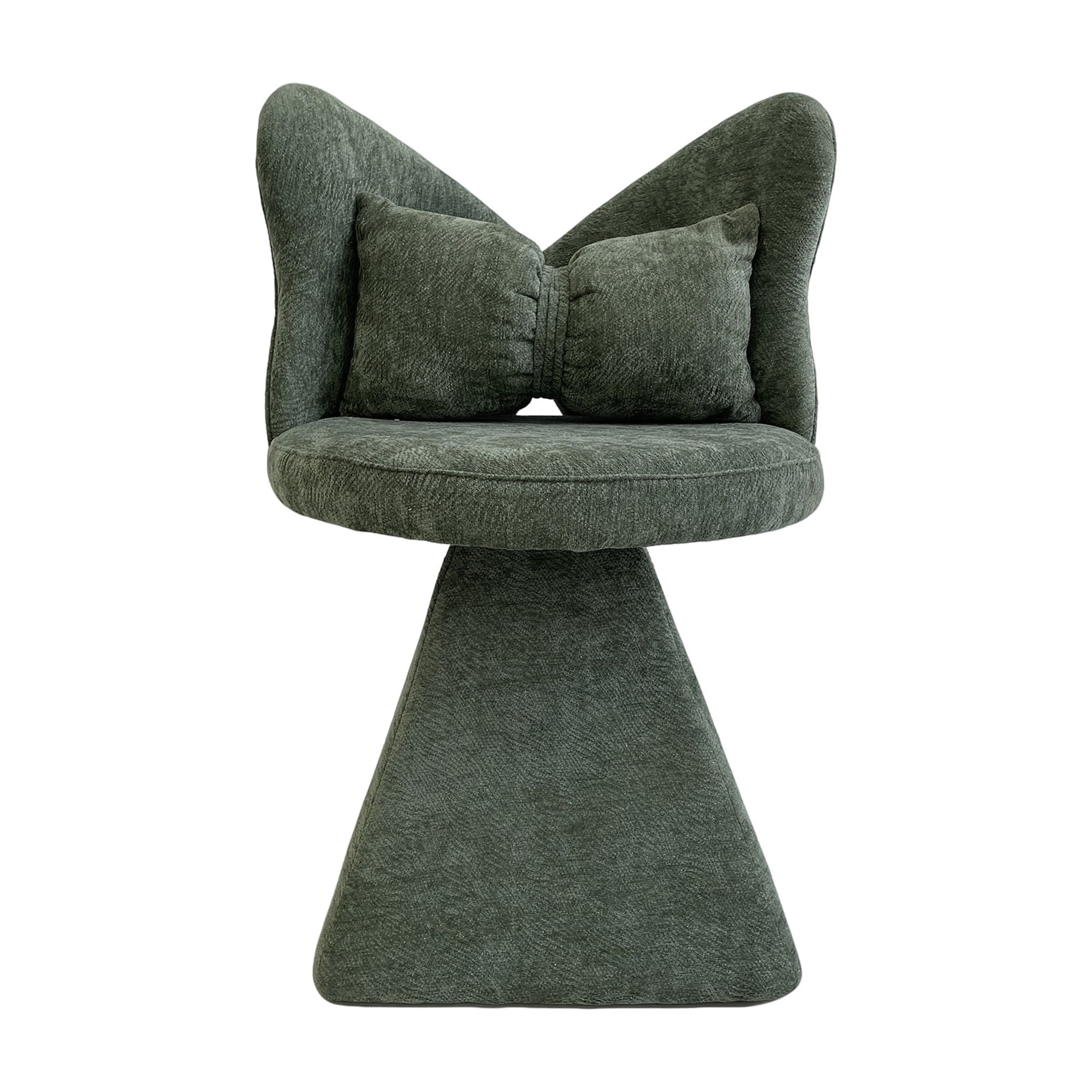 TrumanPick Green Swivel Vanity Chair with Butterfly Back, Makeup Chair for Bedroom