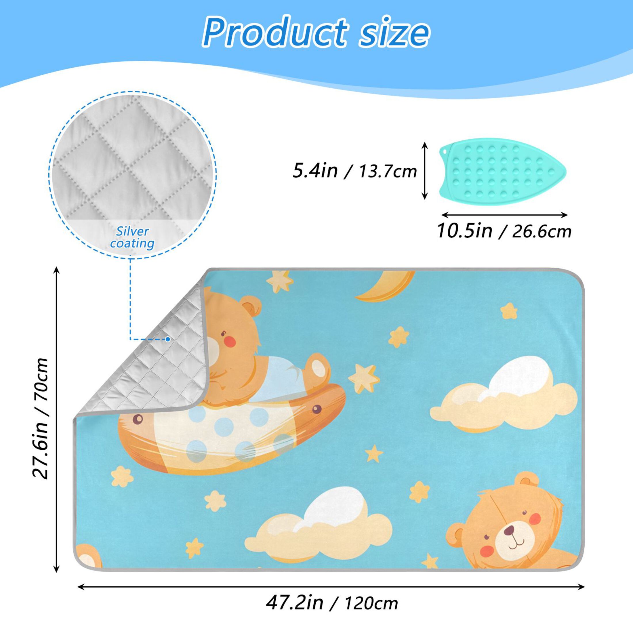 Bear in Sky Ironing Board Covers Heat Resistant Ironing Pad Mat Portable for Travel Washer Dryer Table