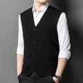 thumbnail image 4 of successthop Wool Sweaters for Men Cardigan Sleeveless V Neck Tops Button Up Knitwear Light Solid Fall Casual Clothes XL, 4 of 8