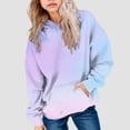 thumbnail image 2 of OYXSER Kids Girls Ombre Print Hooded Sweatshirt Long Sleeve Pullover Top with Front Pocket Casual Outdoor Wear, Sky Blue 6-7Y, 2 of 6