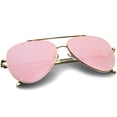 thumbnail image 4 of sunglassLA Female Mod Fashion Teardrop Rimless Mirror Flat Lens Metal Frame Aviator Sunglasses 58mm (Gold / Pink Mirror) - 58mm, 4 of 4