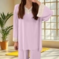 thumbnail image 4 of Wensltd Womens Long Sleeve Pajama Sets V-neck Pullover Top and Pants Casual Sleepwear Sets, 4 of 4