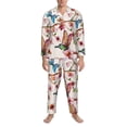 thumbnail image 3 of Sikiie Watercolor Floral With Butterflies Mens Pajama Set, Soft Warm Long Sleeve Sleepwear, Cozy Button-Down Pjs for Men-XX-Large, 3 of 7