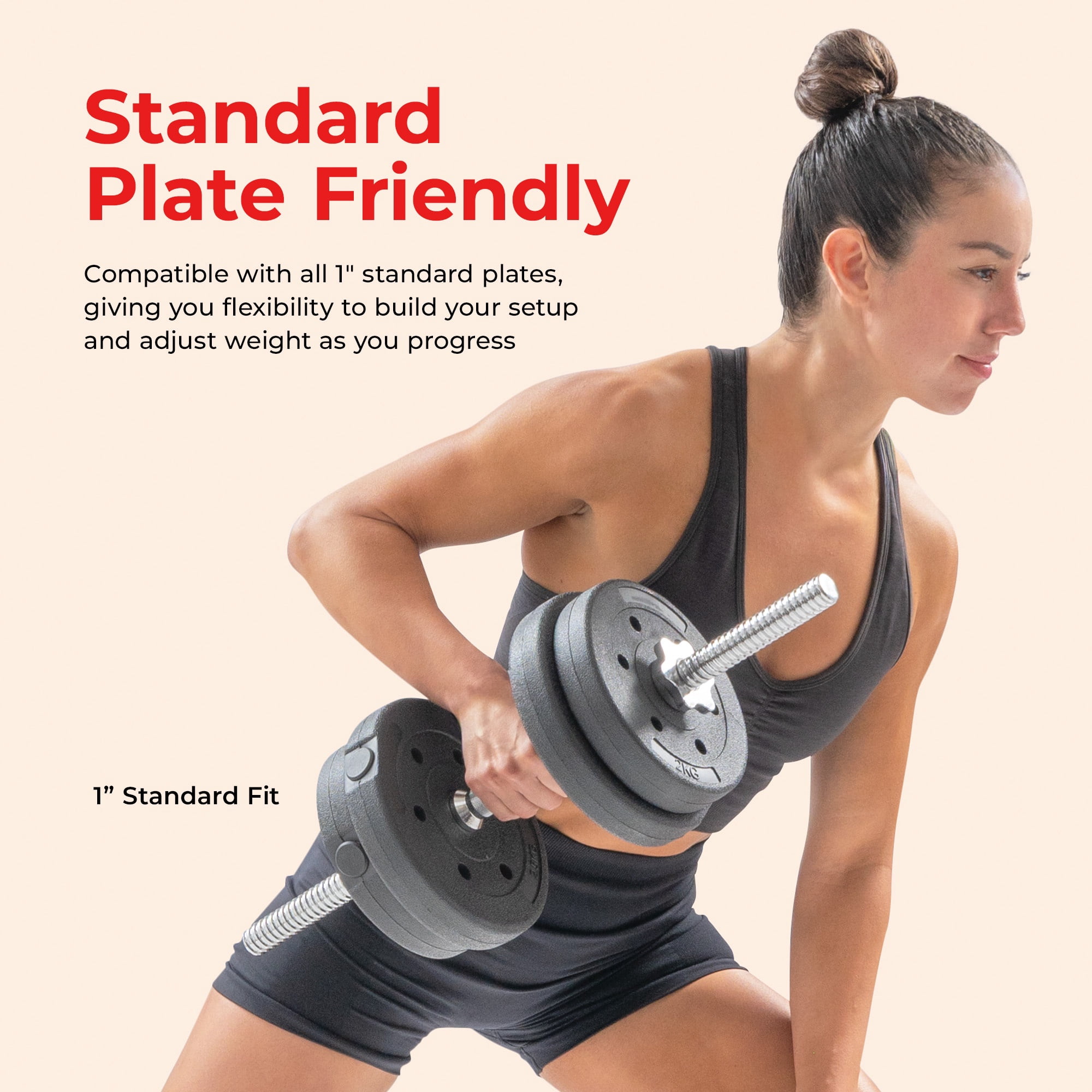 Sunny Health & Fitness Standard 24” Threaded Chrome Dumbbell Bar Set with Star-Lock Collars - SF-SB01-24