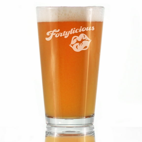 Bevvee Pint Glass 16 oz Fortylicious Forty and Fabulous Birthday Gifts Beer Glasses