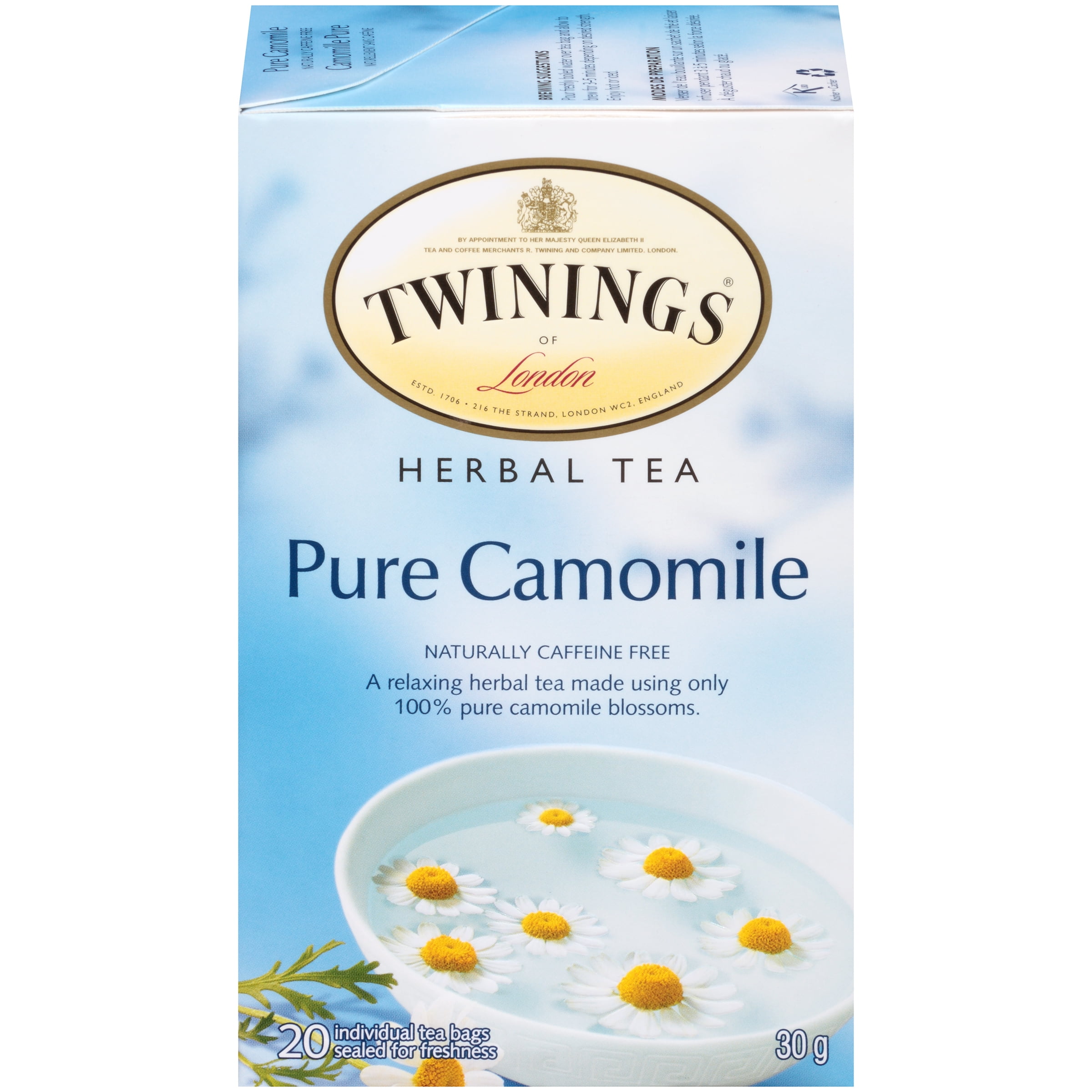 Twinings Pure Camomile Herbal Tea Bags, Caffeine Free, 20 Count Box