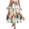 thumbnail image 5 of Women's Bohemian Maxi Skirt, Floral Print Drawstring High Waist Tiered Skirt, Lightweight Flowy Skirt for Festival, Beach Vacation and Summer,Orange,XL, 5 of 7