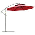 thumbnail image 2 of Outsunny 8.70 Feet Red Solid Print Offset Patio Umbrella, 2-Tier Top with Vents, 2 of 9