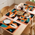 thumbnail image 5 of Orange Teal Black Placemats Set of 6 Modern Impressionist Geometric Place Mats Indoor Wipeable Table Mats Washable Cloth Dining Table Placemats for Kitchen Holiday Party Home Decor 13x19 Inch, 5 of 9