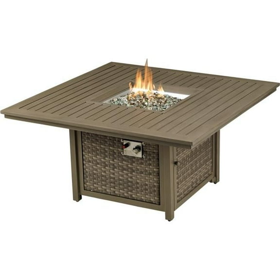 49 in. Paris Square Aluminum Fire Table with Burner