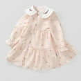 thumbnail image 4 of Gpaecead 2-10Y Kids Girls Princess Dress Trendy Floral Button Long Sleeve Doll Collar Dress Pink, 4 of 9