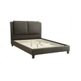 thumbnail image 5 of Brown Faux Leather Queen Size Bed Upholstered Headboard Trasitional Style Bedroom Platform 1pc Bed Furniture Slats, 5 of 9