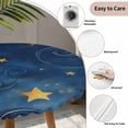 thumbnail image 4 of Blue Starry Sky Round Fitted Tablecloth with Elastic Edge Star Galaxy Table Cover Fit for 36"-44" Tables Waterproof Tablecloths for Dinner Camping Picnic, 4 of 9