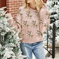 thumbnail image 6 of Women's Christmas-Themed Loose-Fitting Long-Sleeved Pullover Knit Sweater with Deer Print for Casual Holiday Wear,Pink,S, 6 of 6