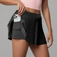 thumbnail image 4 of vigerkar Pleated Tennis Skirt for Women with Shorts Athletic Golf Skort Workout Running Sports Skirts Skorts with Pockets Black, L, 4 of 6