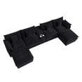 thumbnail image 4 of Wiilayok 145" U Shaped Sectional Sofa,Chenille Cloud Modular Sectional Sofa Couch Set with Double Chaise,Central Console,Cup Holder for Living Room,Dark Black, 4 of 10