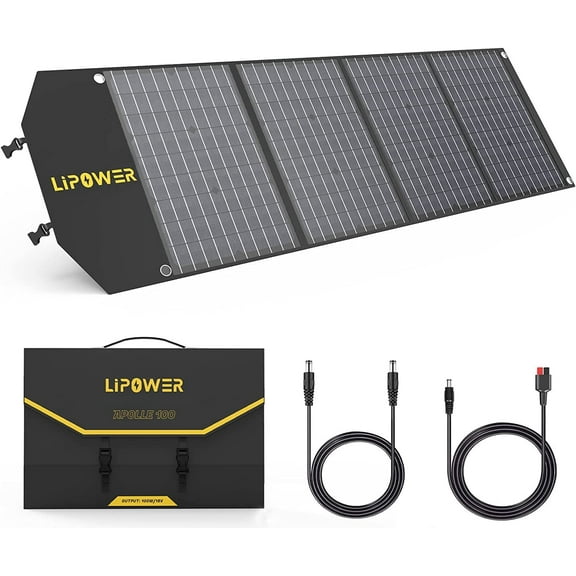 100W Portable Solar Panel 18V Foldable Solar Charger for Jackery/Anker/FlashFish/Bluetti/Goal Zero/Rockpals Power Station and with USB, Type-C PD Output