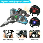 RC Plane 2.4GHZ Radio Control Helicopter 360°Flip Jet Fighter Foam Remote Control Airplane with LED Lights RC Toy Gift for Kids, Spinning Helicopter