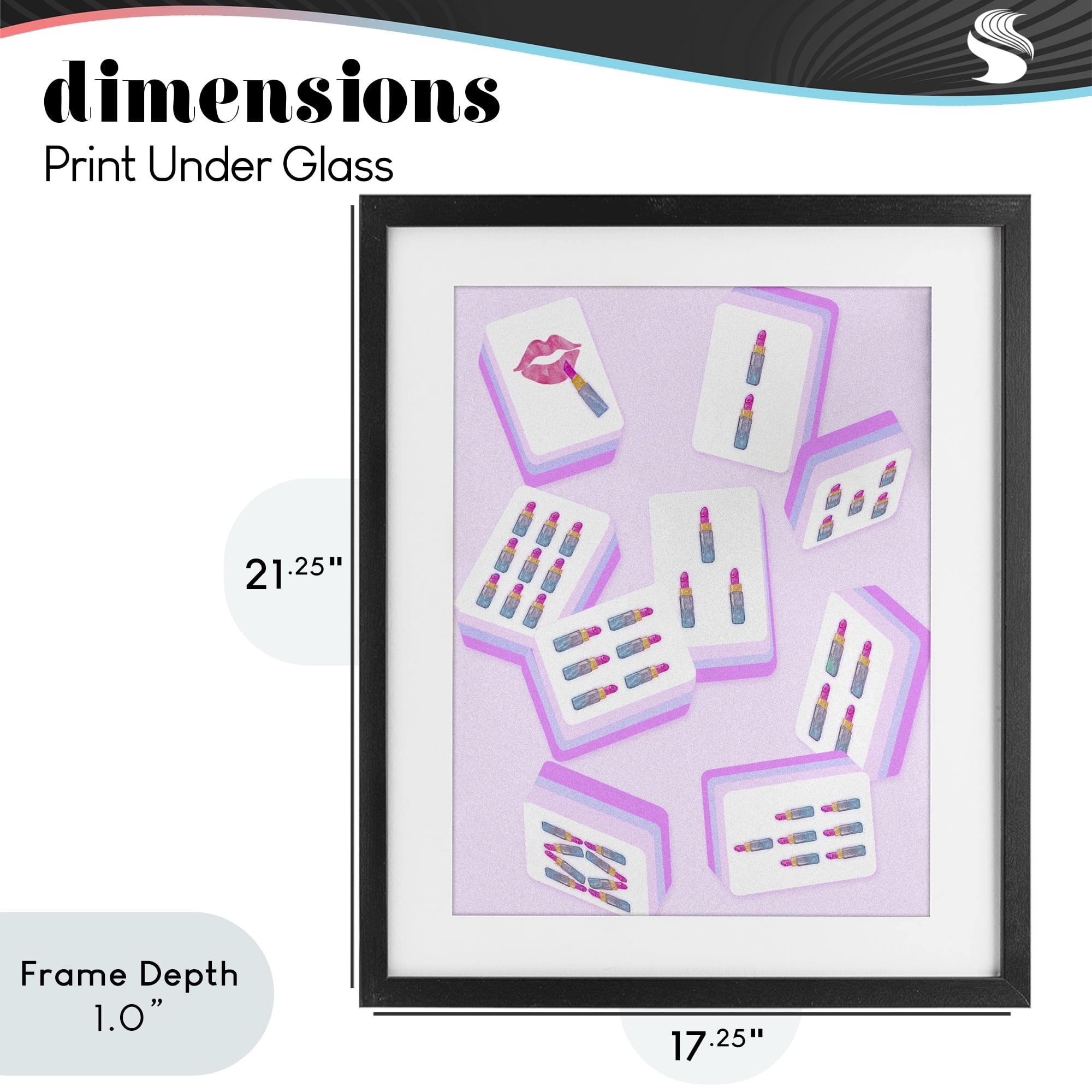 Stupell Industries Glam Lipstick Mahjong Tiles Black Framed Print Under Glass, design by Ziwei Li