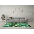 thumbnail image 3 of Ahgly Company Machine Washable Indoor Rectangle Abstract Turquoise Blue Contemporary Area Rugs, 6' x 9', 3 of 4