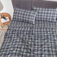 thumbnail image 4 of RUVANTI 100% Cotton Sheets – Queen Size Percale Bedding, Cooling & Breathable Floral Design, Durable with a Crisp, Soft & Comfortable Feel, 16" Deep Pocket, 4-Piece Set, Greenish Blue Plaid, 4 of 9