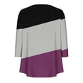 thumbnail image 3 of Viikei Women's Long Sleeve Tunic Tops,Women Casual Summer Printed T-shirt Quarter Sleeve Round Neck Ruched Pullover Blouse Tops Purple S, 3 of 4