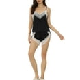 thumbnail image 2 of Unique Bargains Womens Sleepwear Lace Trim Satin Lingerie Cami with Shorts Pajama Set, 2 of 5