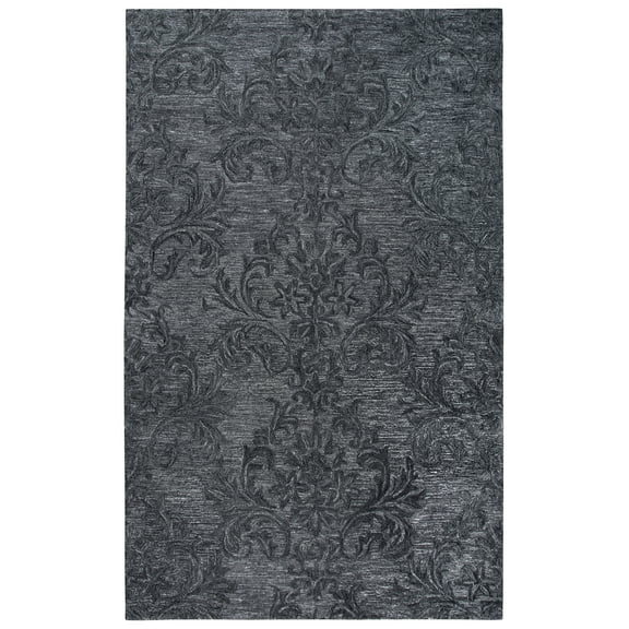 Alora Decor Emerson 9' x 12' Damask Dk. Grey/Gray/Rust/Blue Hand-Tufted Area Rug