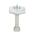 thumbnail image 4 of Fine Fixtures Roosevelt Pedestal Sink - 22 Inch Vitreous China Ceramic Pedestal Sink - 8 Inch Faucet Spread - Three Hole Sink in Biscuit, 4 of 4